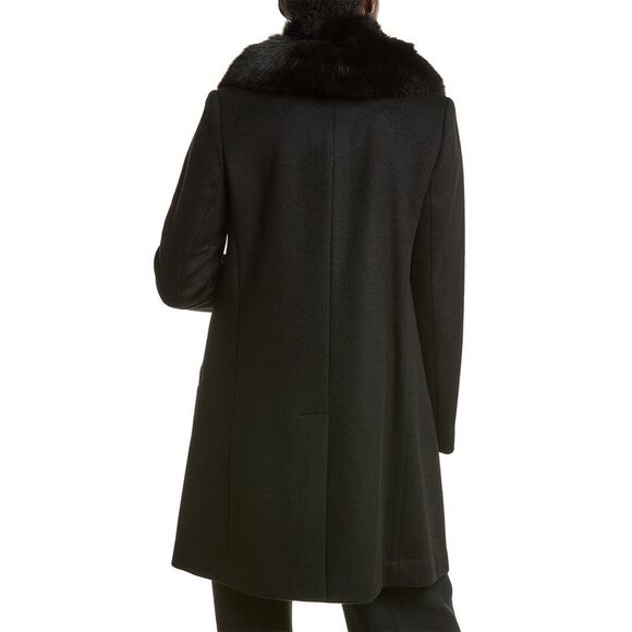 Sofiacashmere Womens  Club Collar Wool-Blend Car Coat, Black - Picture 2 of 5